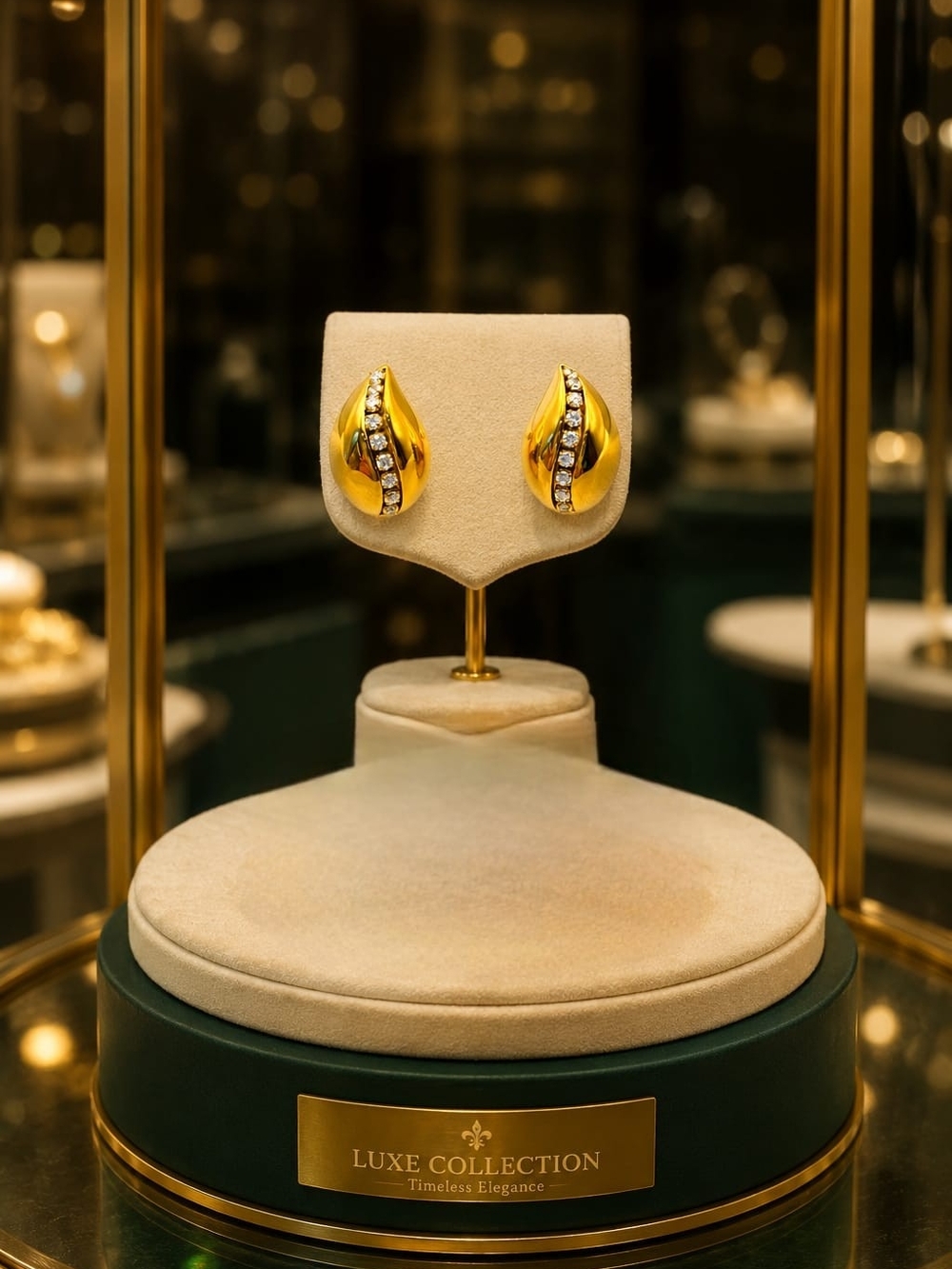 Gold Plated Zircon Teardrop Stud Earrings - Women's Jewelry
